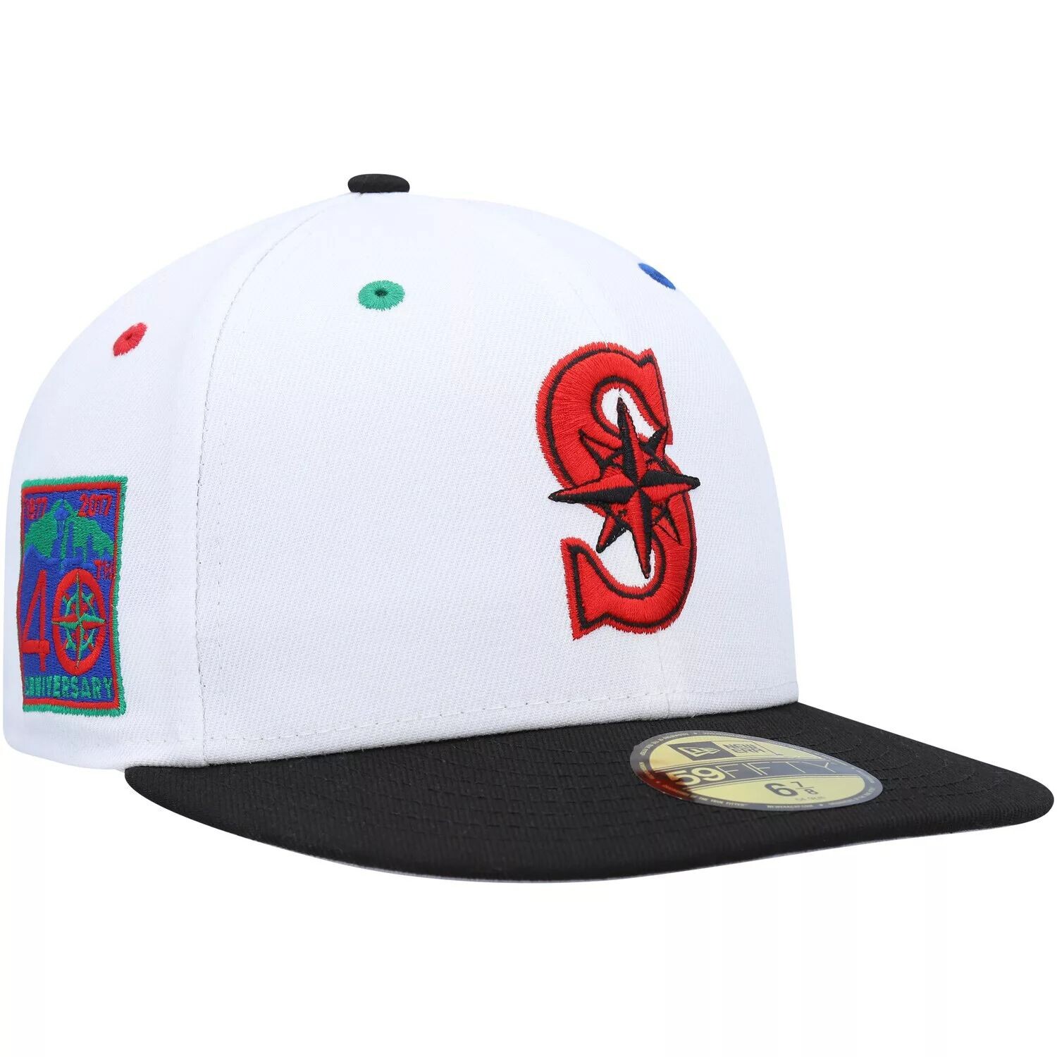 

Мужская облегающая шляпа New Era белого/черного цвета Seattle Mariners 40th Anniversary Primary Eye 59FIFTY