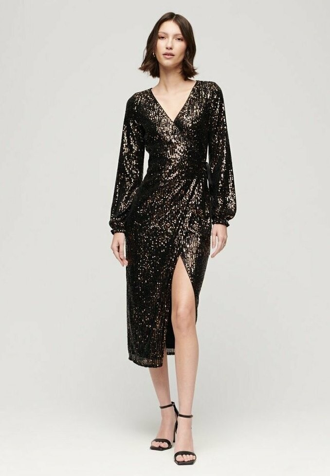 

Коктейльное платье SEQUIN WRAP Superdry, черный