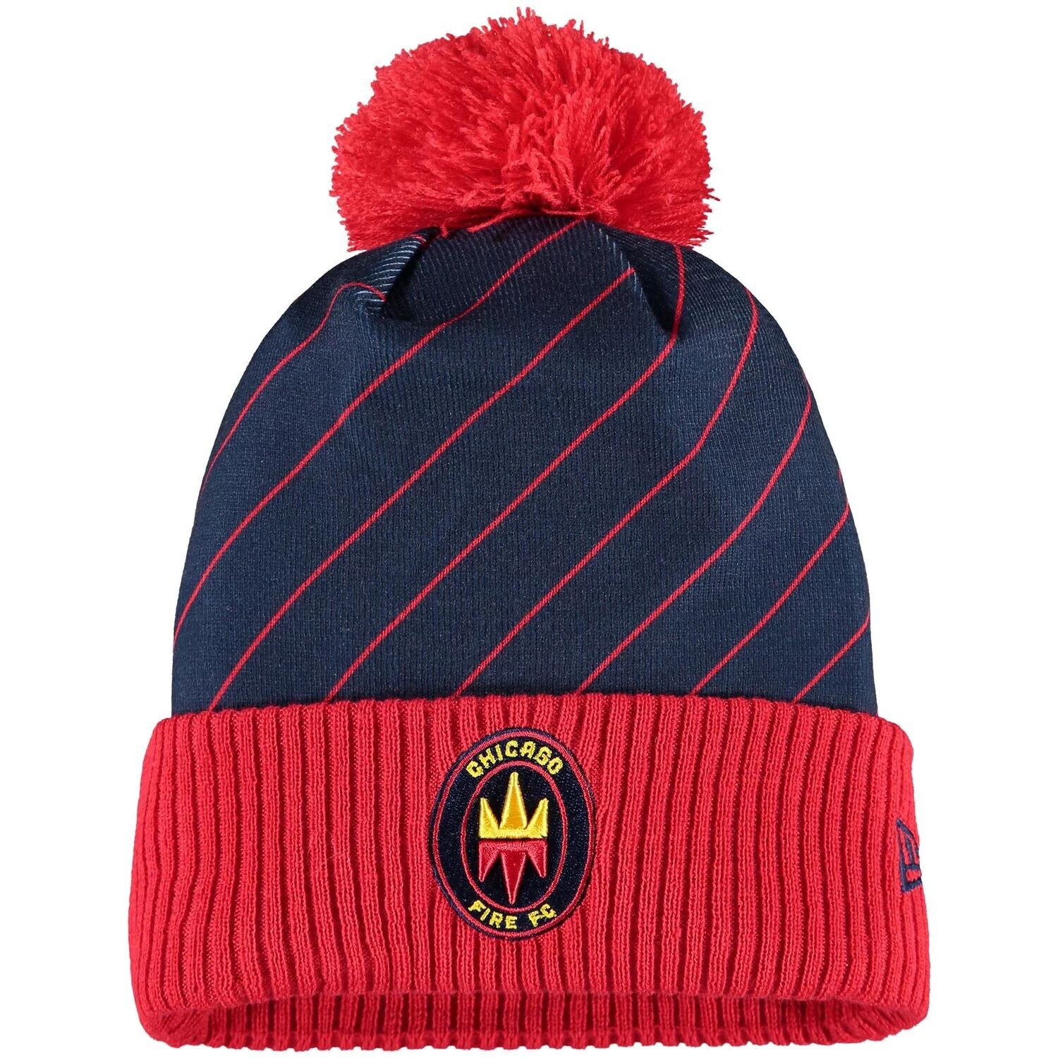 

Мужская трикотажная шапка New Era Navy Chicago Fire Home с манжетами на крючках и помпоном