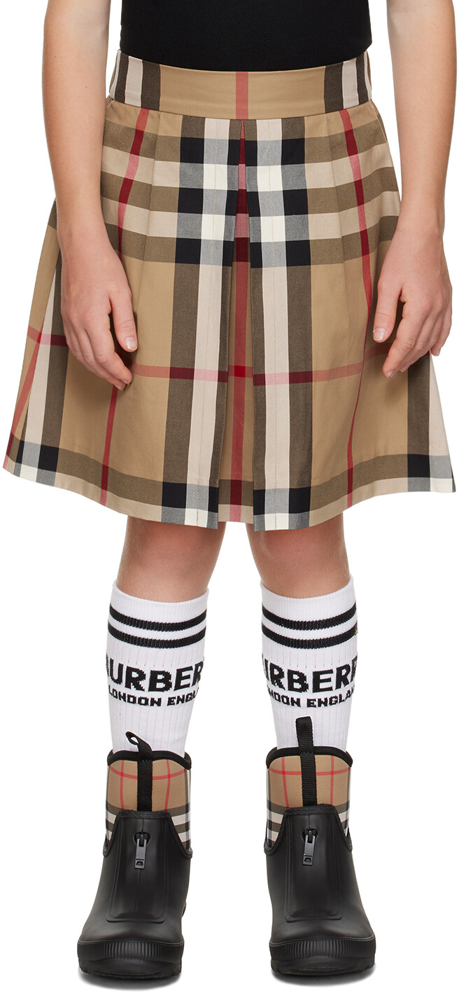 

Детская бежевая юбка в клетку в клетку Burberry, Бежевый