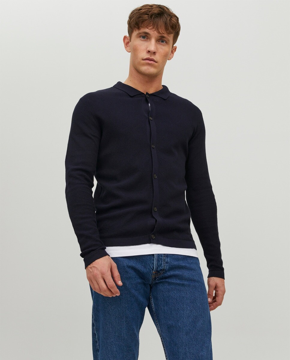 

Мужской кардиган на пуговицах Jack & Jones, темно-синий