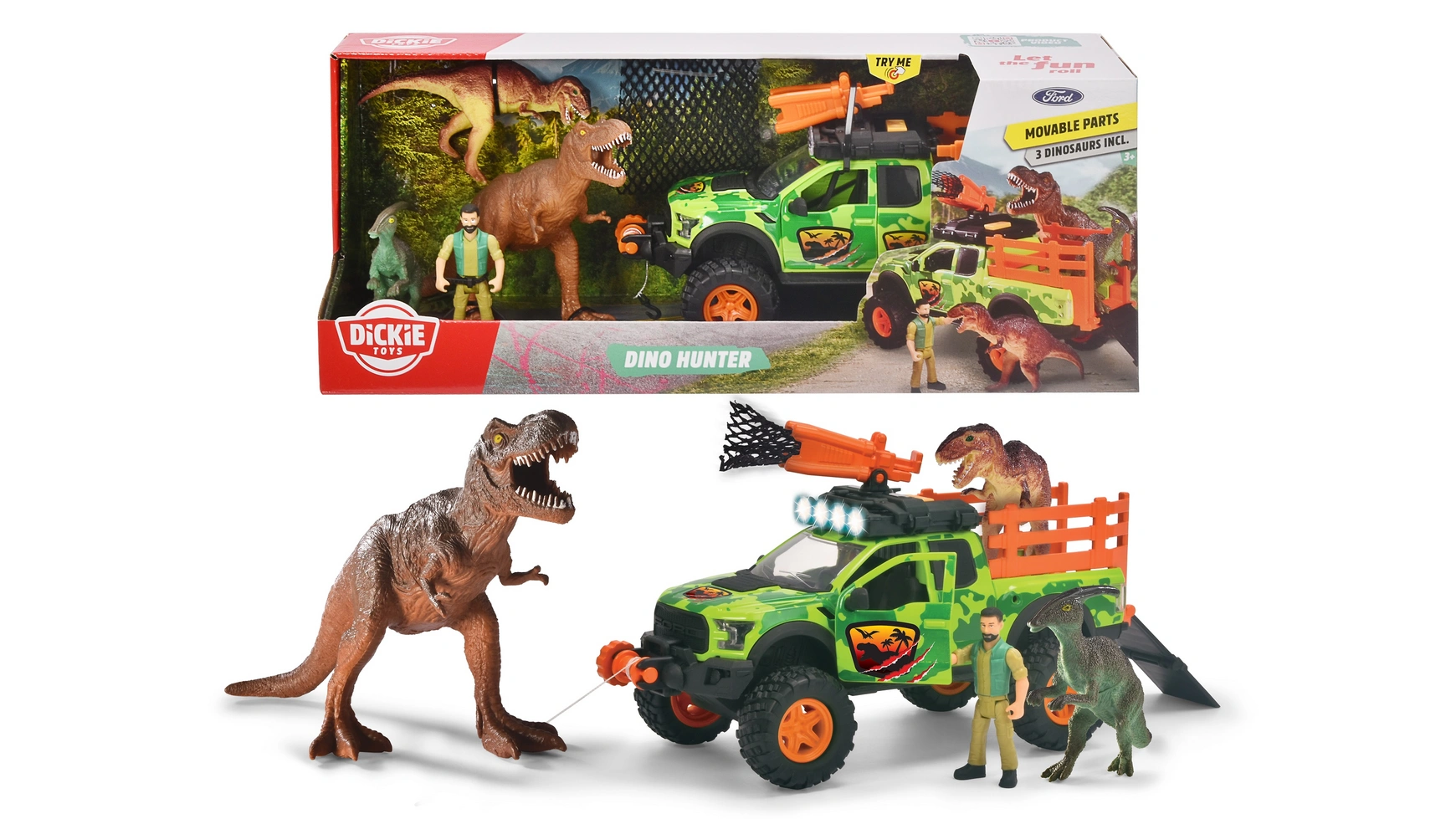 цена Dickie Toys Транспортное средство-динозавр Dino Hunter (25 см)