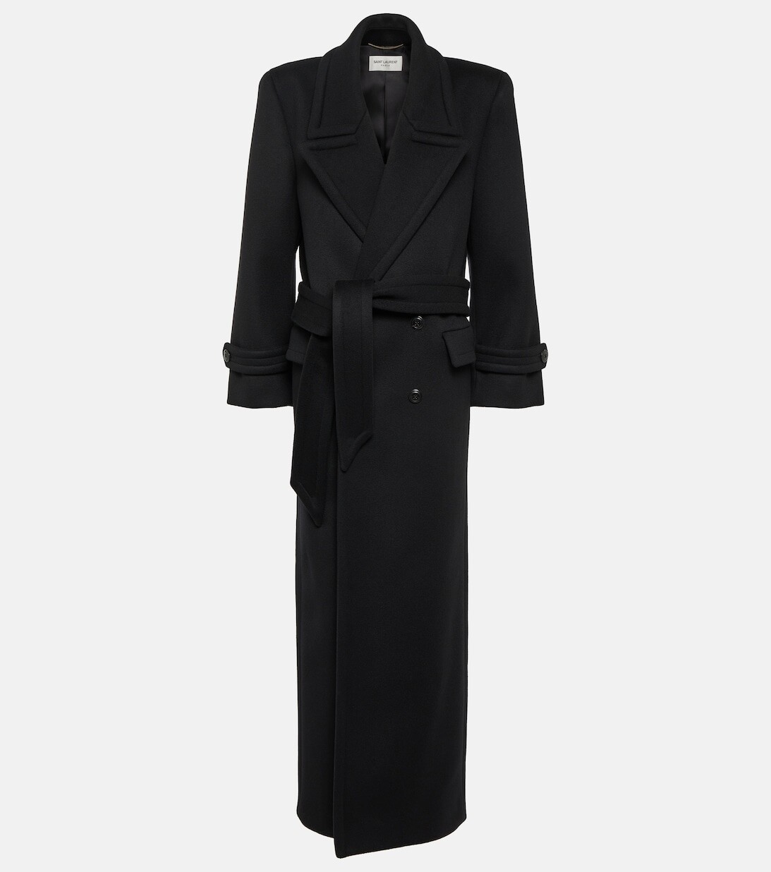 

Двубортное шерстяное пальто SAINT LAURENT, черный