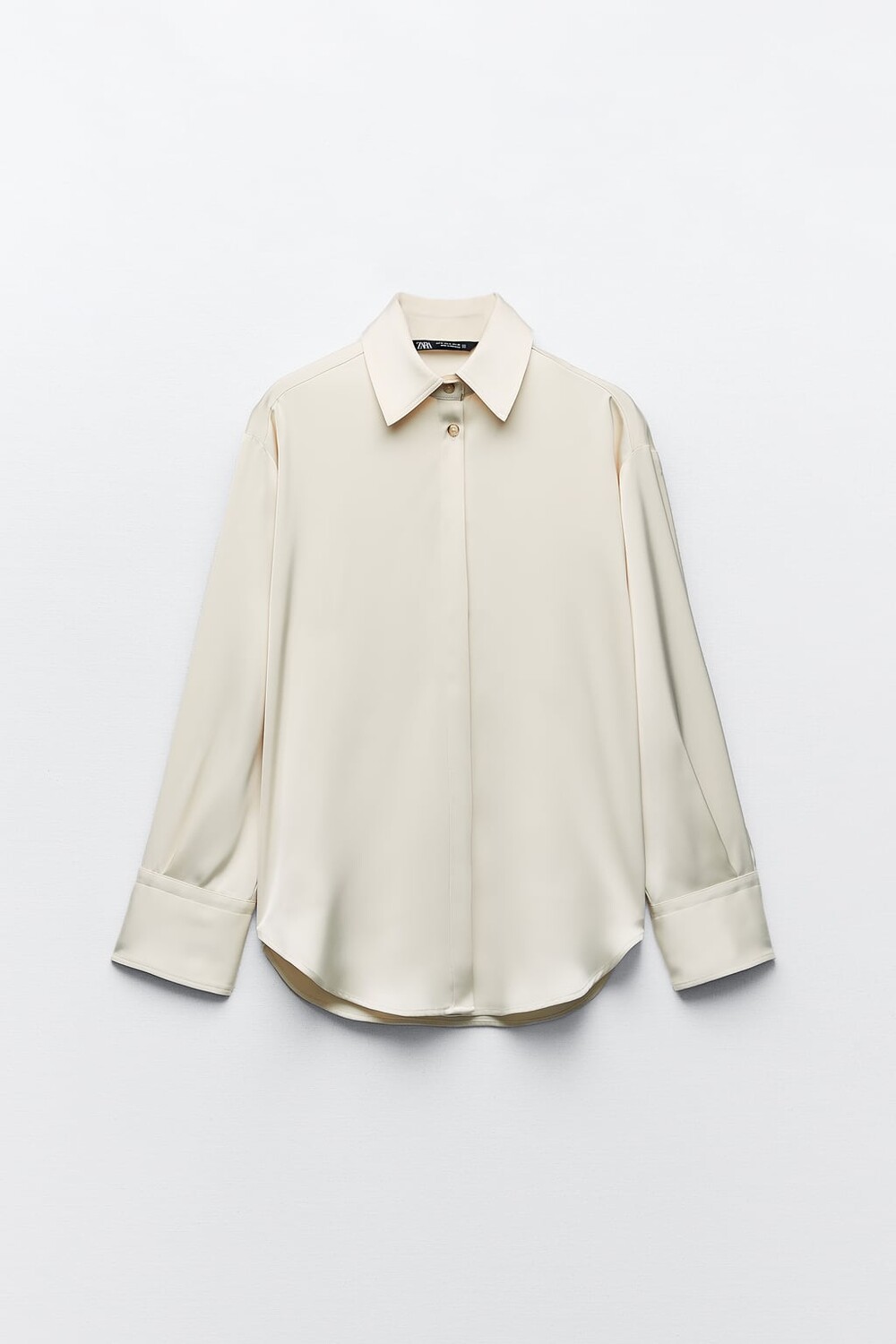 

Атласная рубашка ZARA, экру
