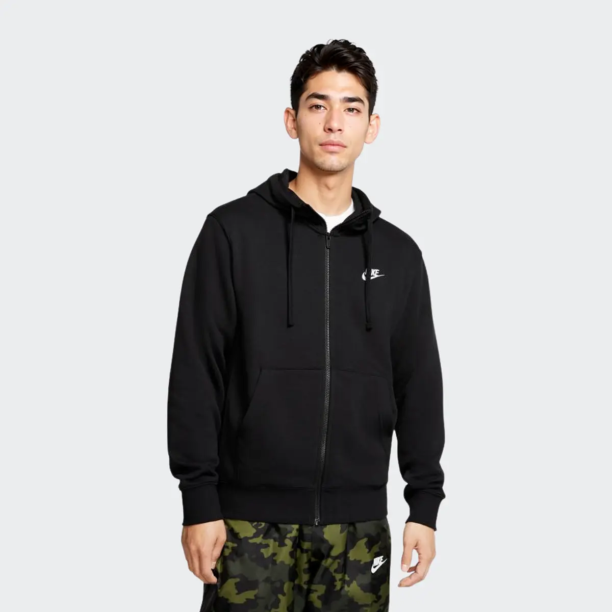 

Худи с молнией во всю длину Nike Sportswear Club Fleece, черный