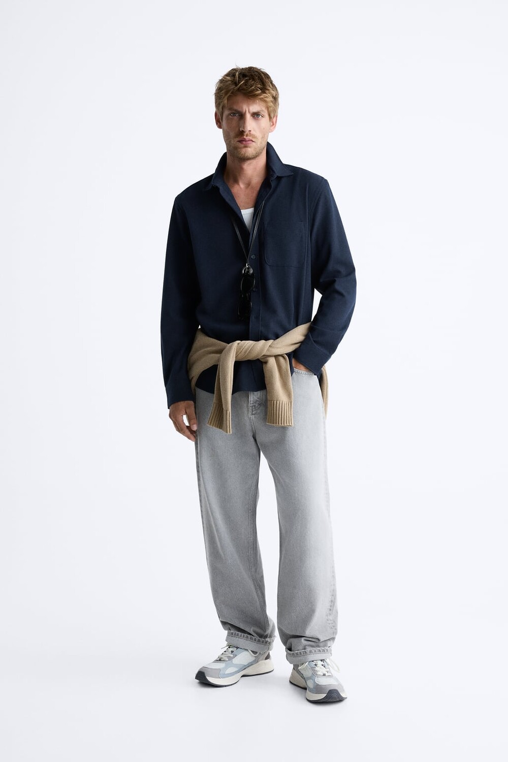 

Комфортная фактурная рубашка ZARA, темно-синий