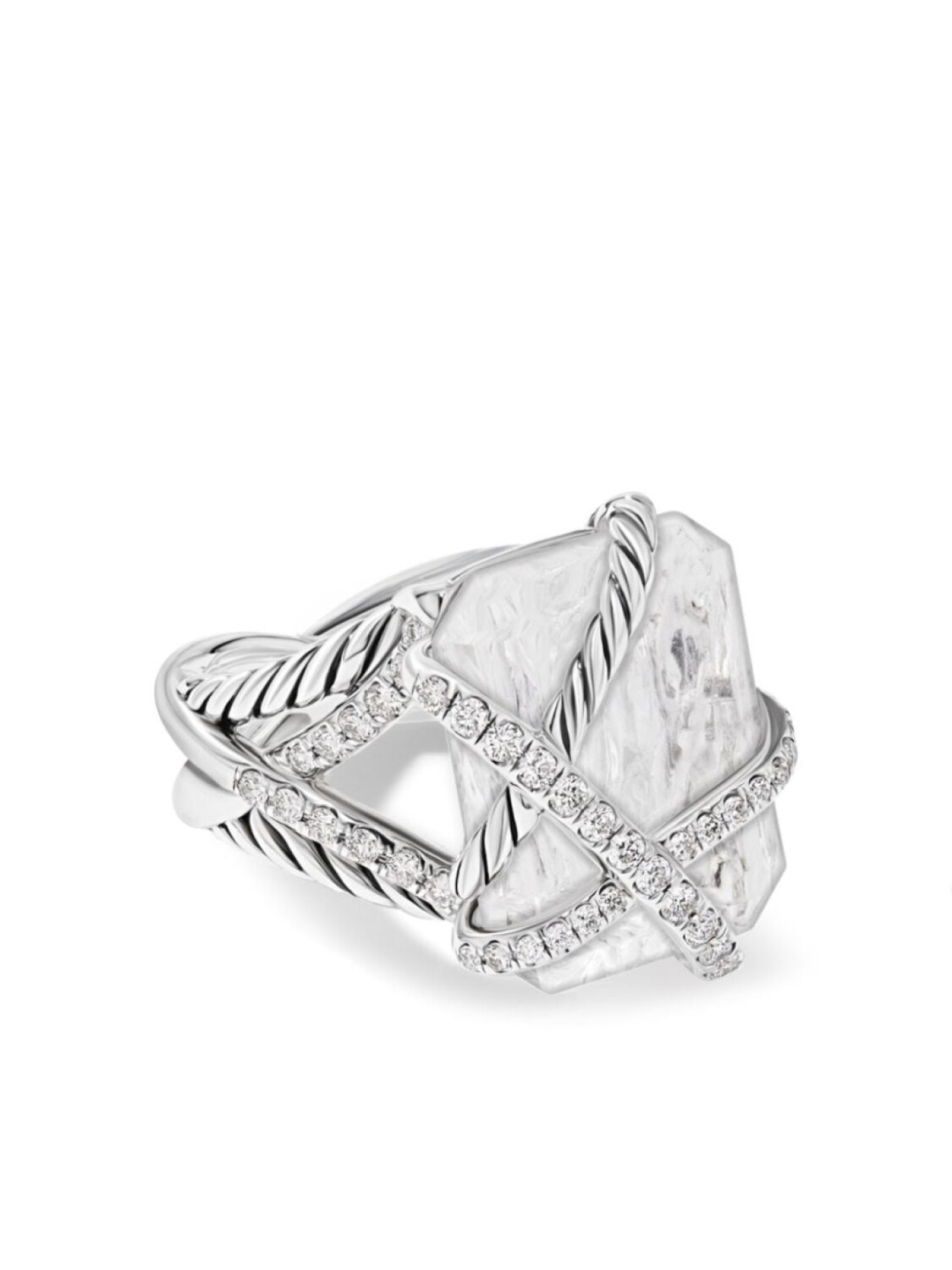 

Серебряное кольцо Cable Wrap с кристаллами и бриллиантами David Yurman, белый