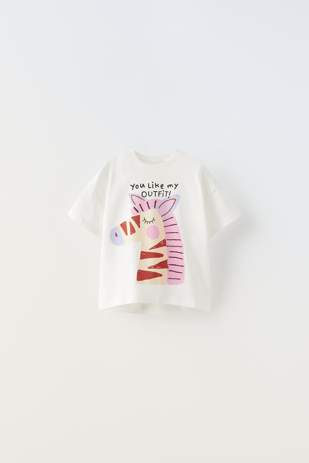 

Футболка с животными темами Zara, устричный белый