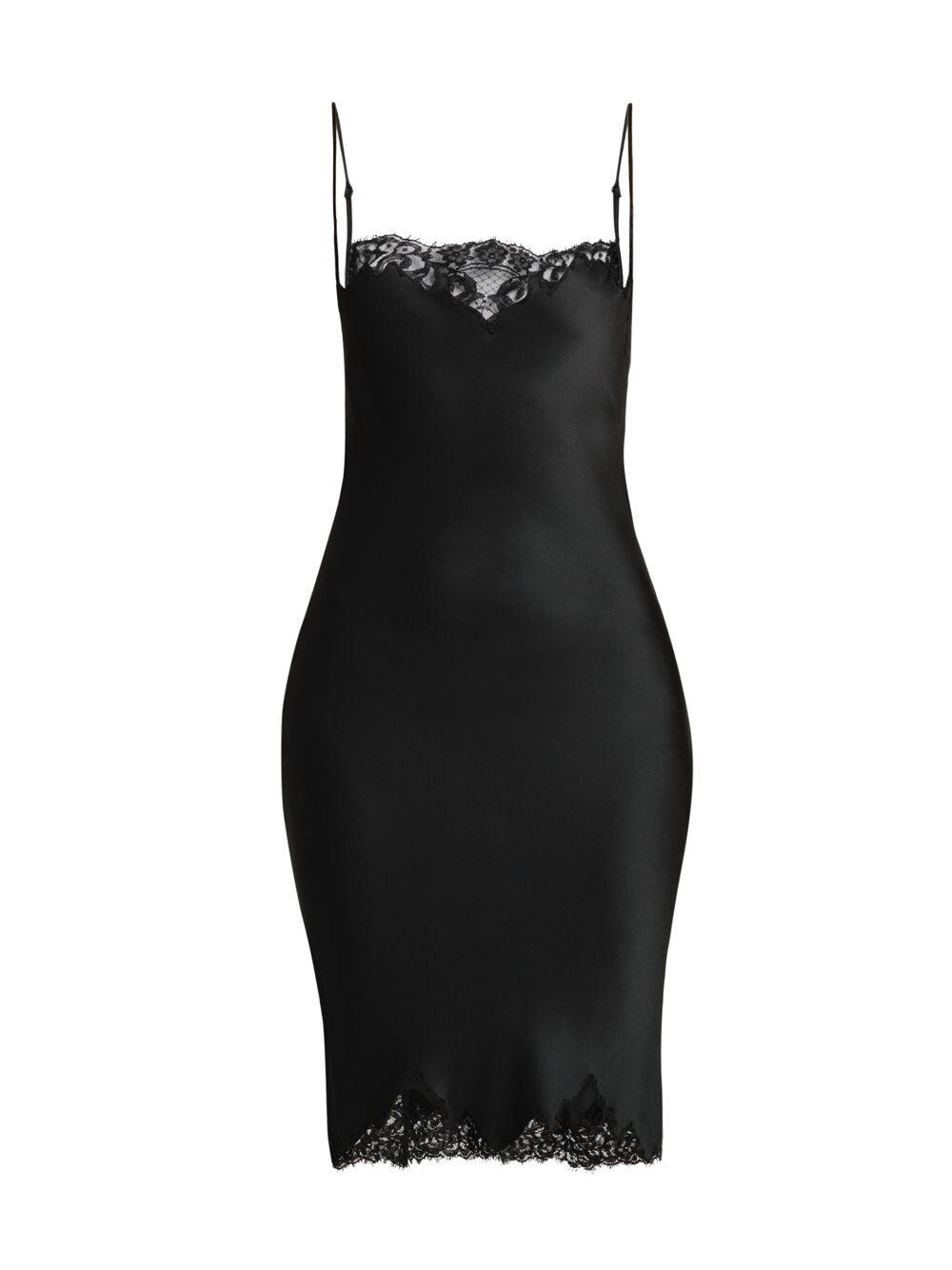 

Атласное платье с кружевной отделкой Stella McCartney, черный