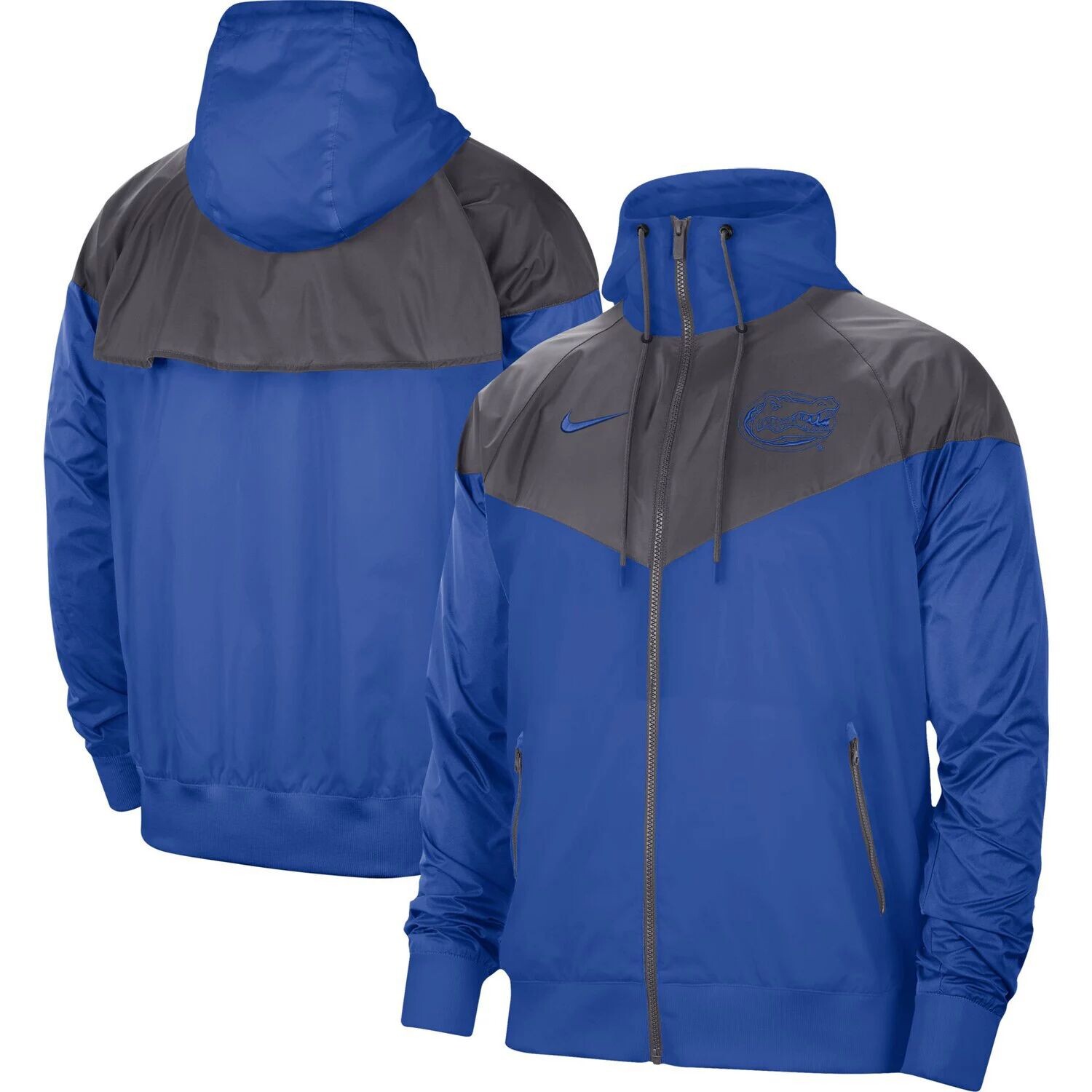 

Мужская куртка с капюшоном и молнией во всю длину Royal Florida Gators Windrunner реглан Nike