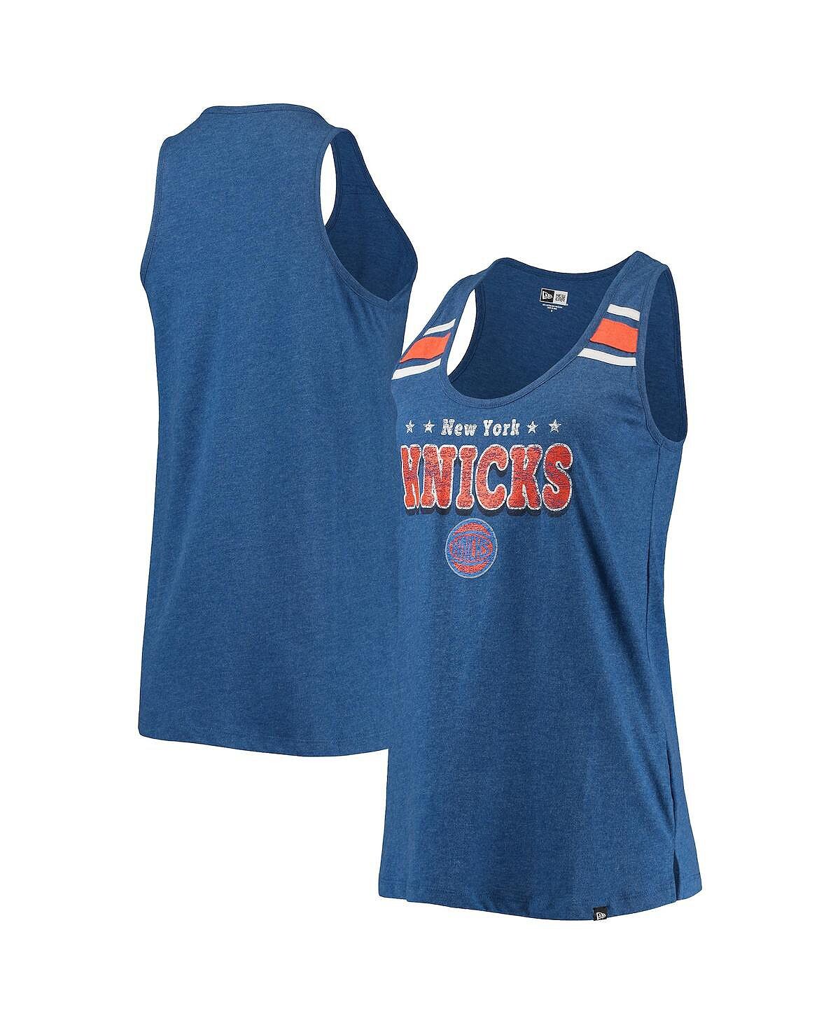 

Женская синяя майка New York Knicks с круглым вырезом и открытой спиной New Era, синий