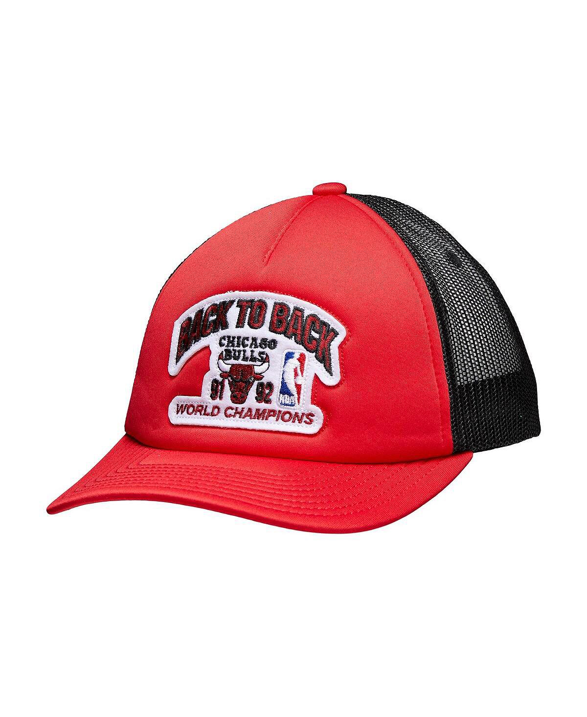 

Мужская регулируемая кепка Red Chicago Bulls Back-to-Back Finals NBA Champions Trucker Snapback Mitchell & Ness