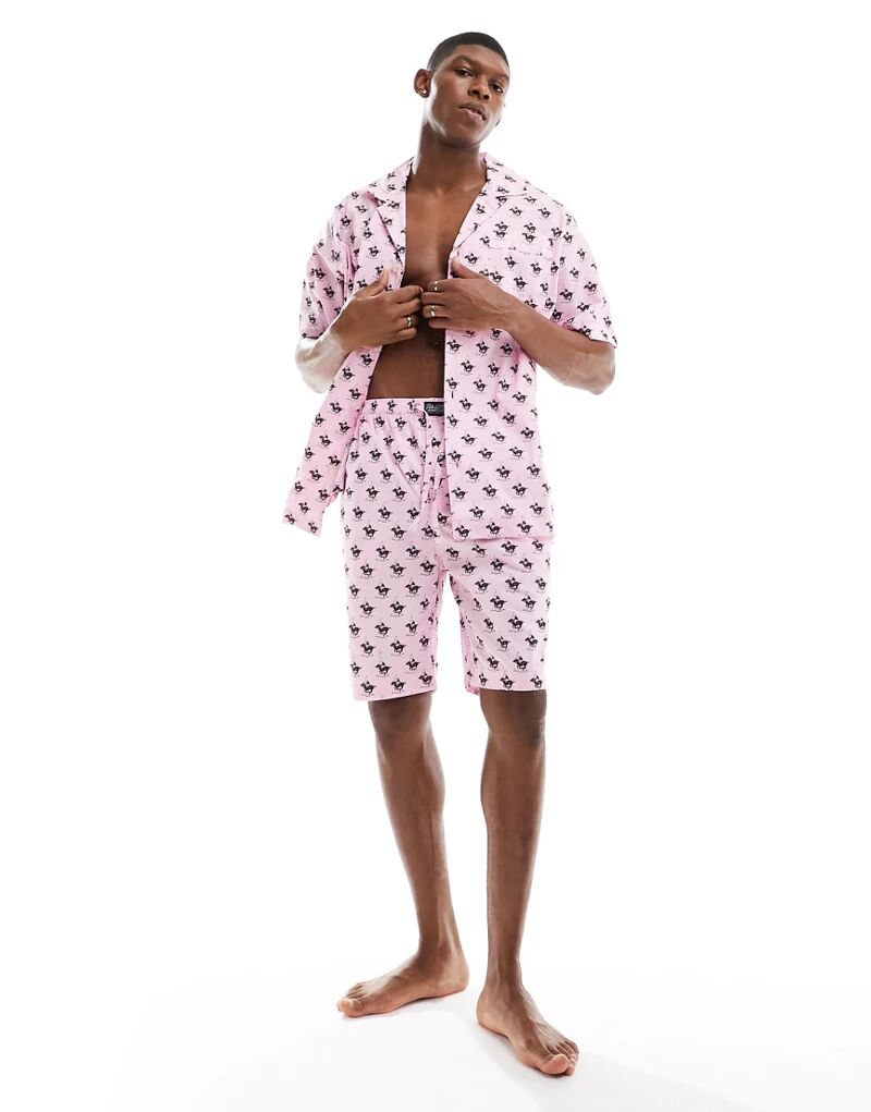 Розовый пижамный комплект Polo Ralph Lauren с принтом в виде пони по всей поверхности ravv mallets палочки для язычкового барабана rav vast
