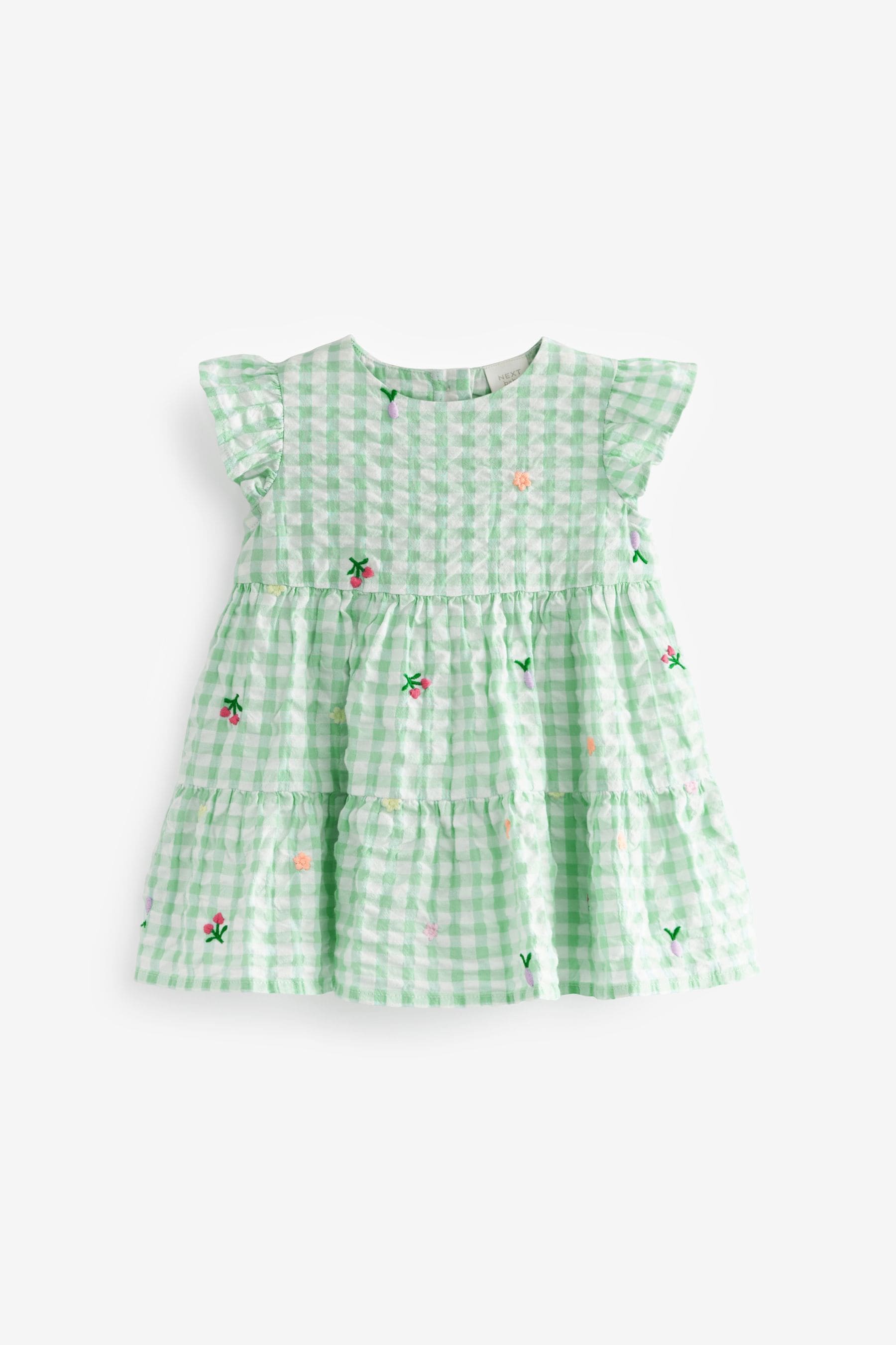 Вышитое детское платье Next, зеленый
