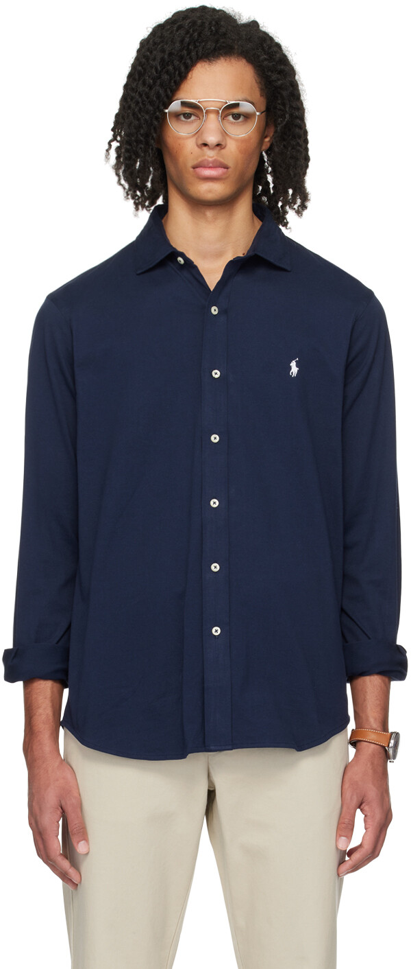 

Темно-синяя рубашка с вышивкой Polo Ralph Lauren
