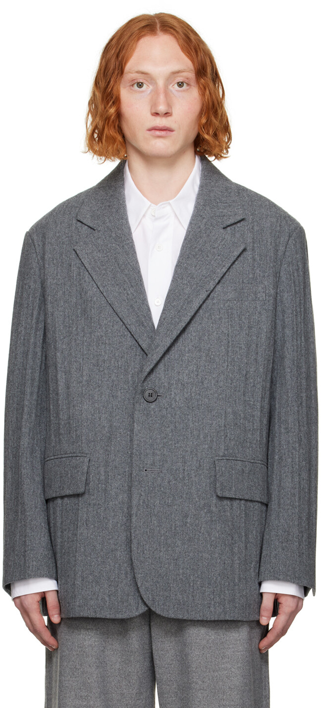 

Серый пиджак со складками Solid Homme