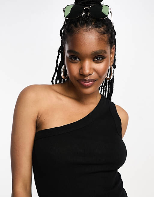 

Черное облегающее платье мини на одно плечо ASOS DESIGN, Черный