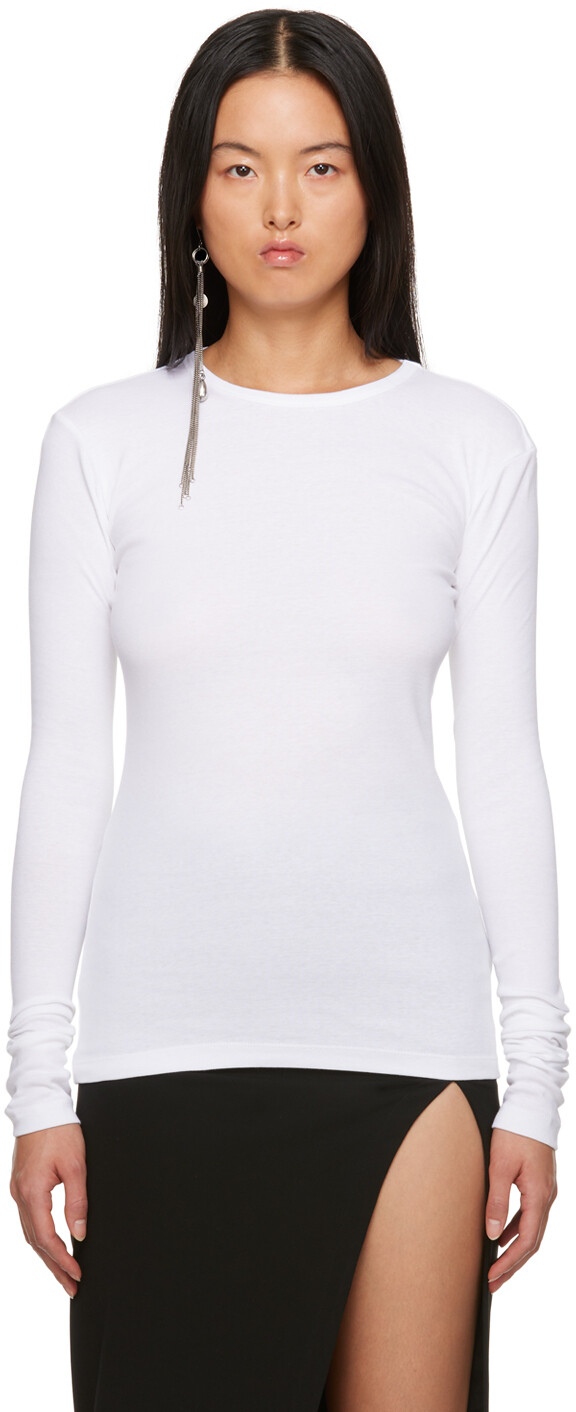 

Белая футболка с длинными рукавами Ann Demeulemeester Fiene, Белый