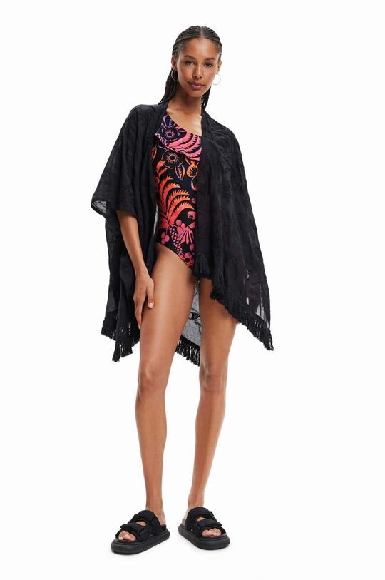 

Хлопковое пончо Desigual, черный
