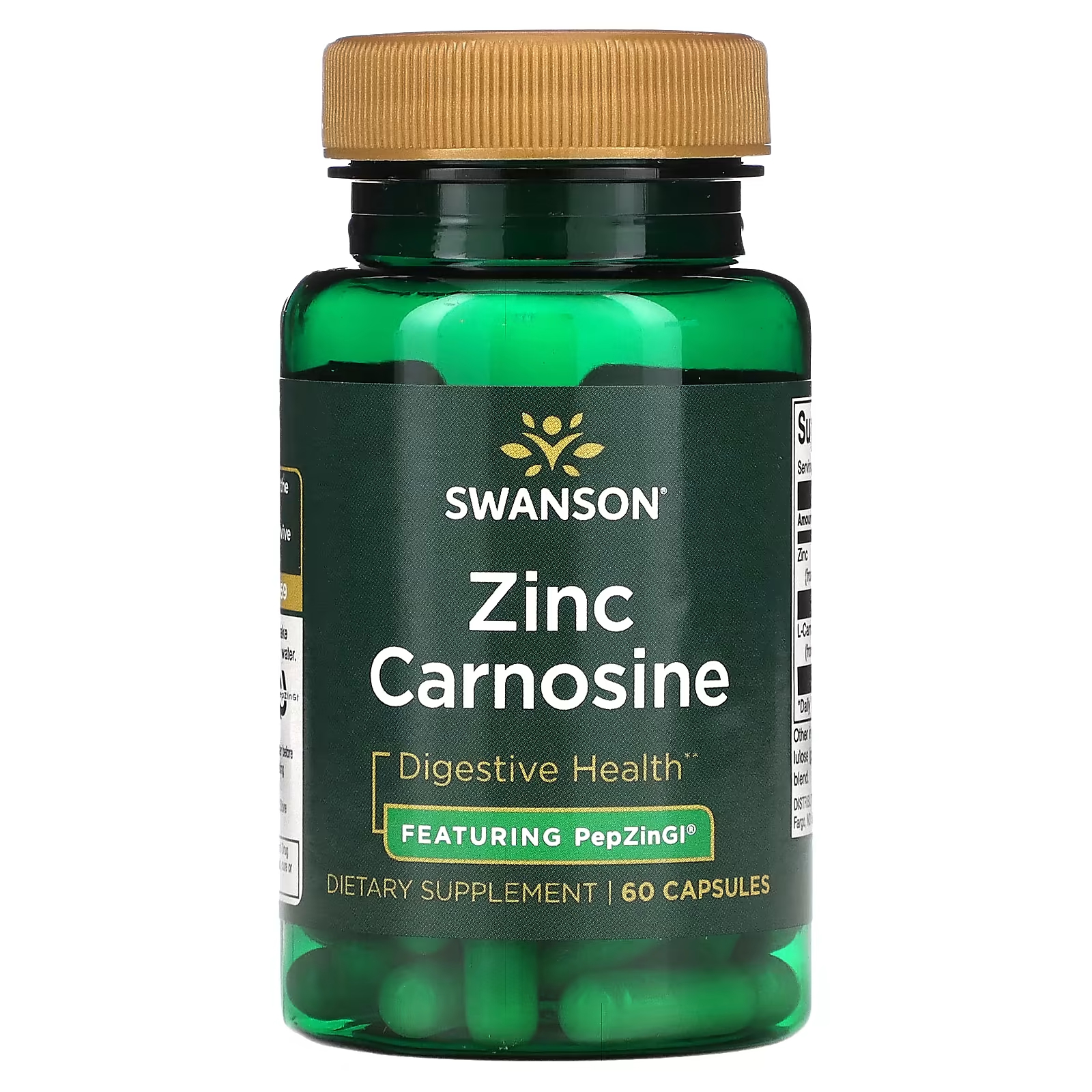 комплекс цинк l карнозина pepzin gi doctor s best 120 растительных капсул Цинк-Карнозин Swanson для желудка, 60 капсул