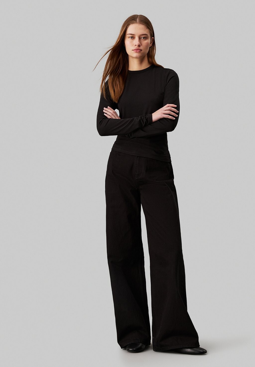 

Топ с длинными рукавами STRETCH SLIM NECK Calvin Klein, черный