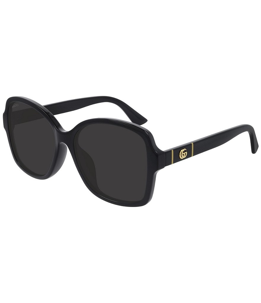 Черные прямоугольные солнцезащитные очки Gucci, черный