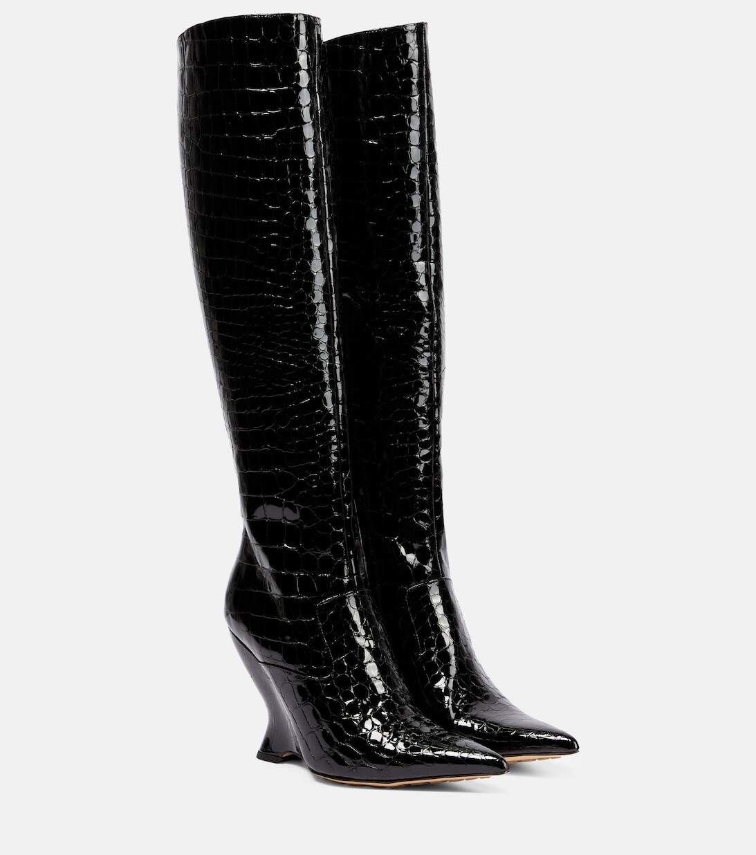 

Сапоги до колена из кожи Punta Bottega Veneta, черный