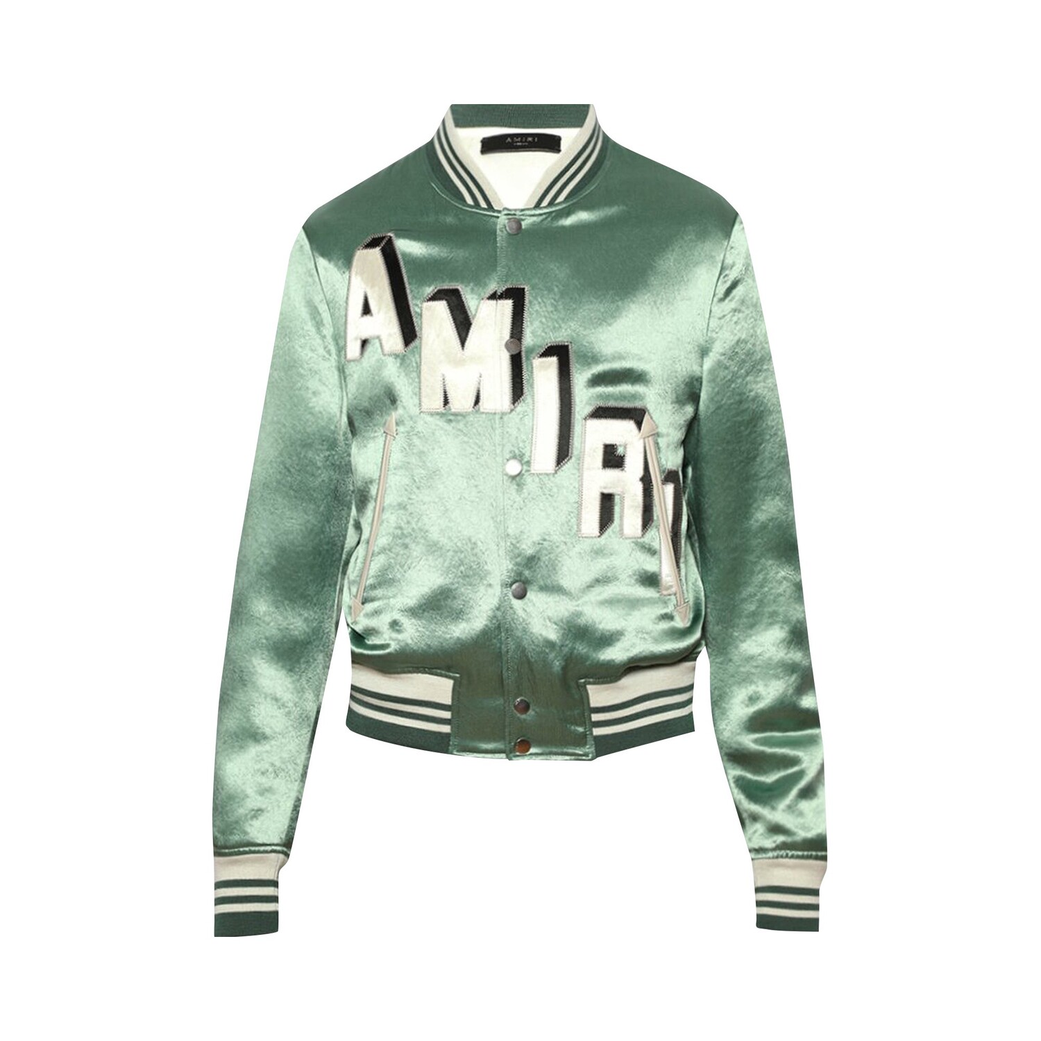 

Атласная укороченная университетская куртка Amiri, мятный цвет, Зеленый