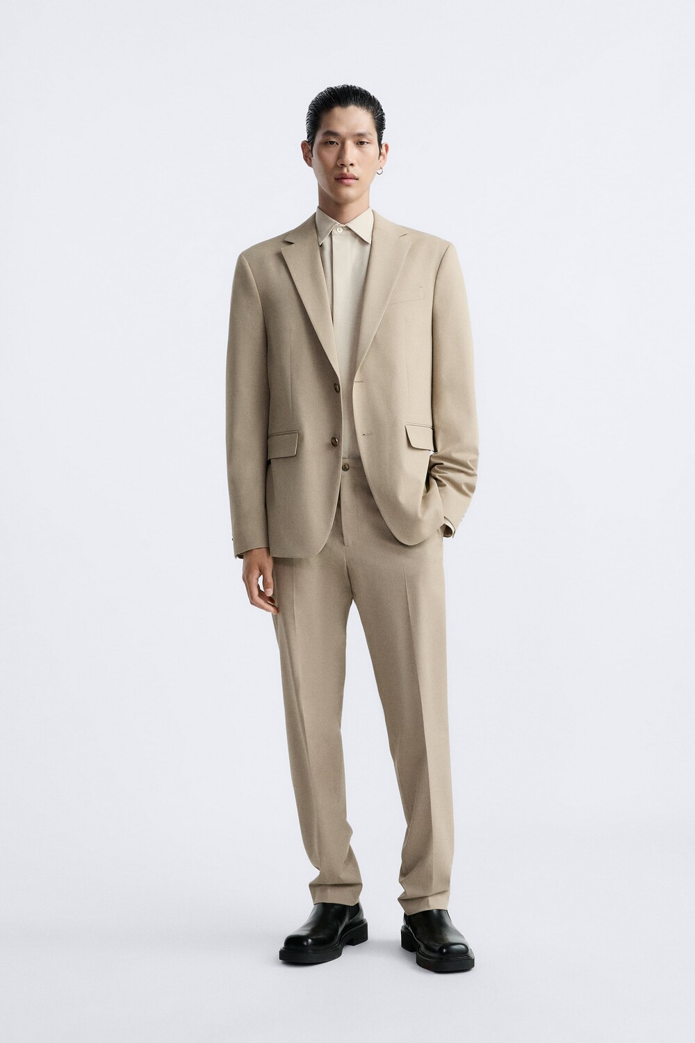 

Куртка из текстурированного костюма Zara, легкий загар, Серый