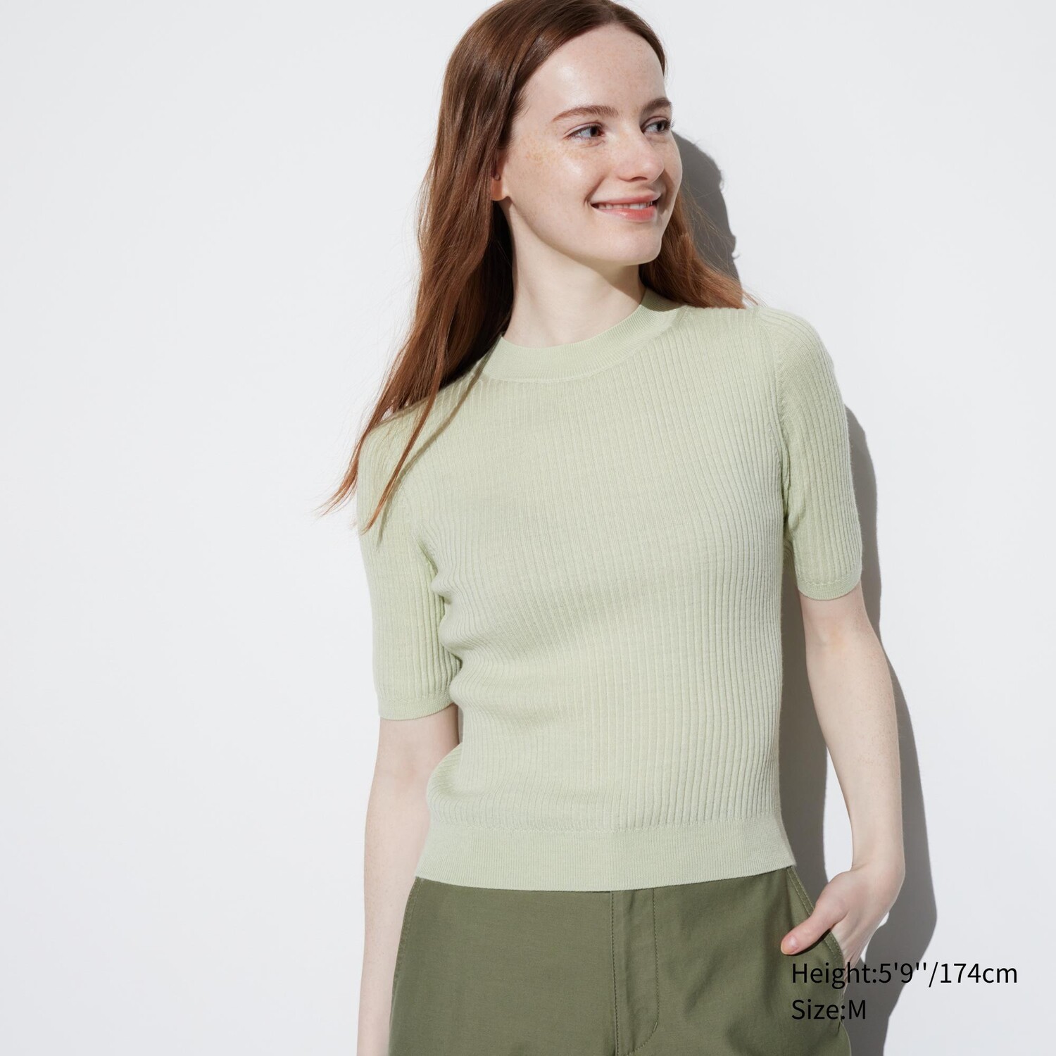 

Свитер Uniqlo женский из шерсти мериноса, светло-зеленый