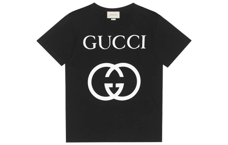 

Футболка Gucci Oversize Interlocking G, черный / белый