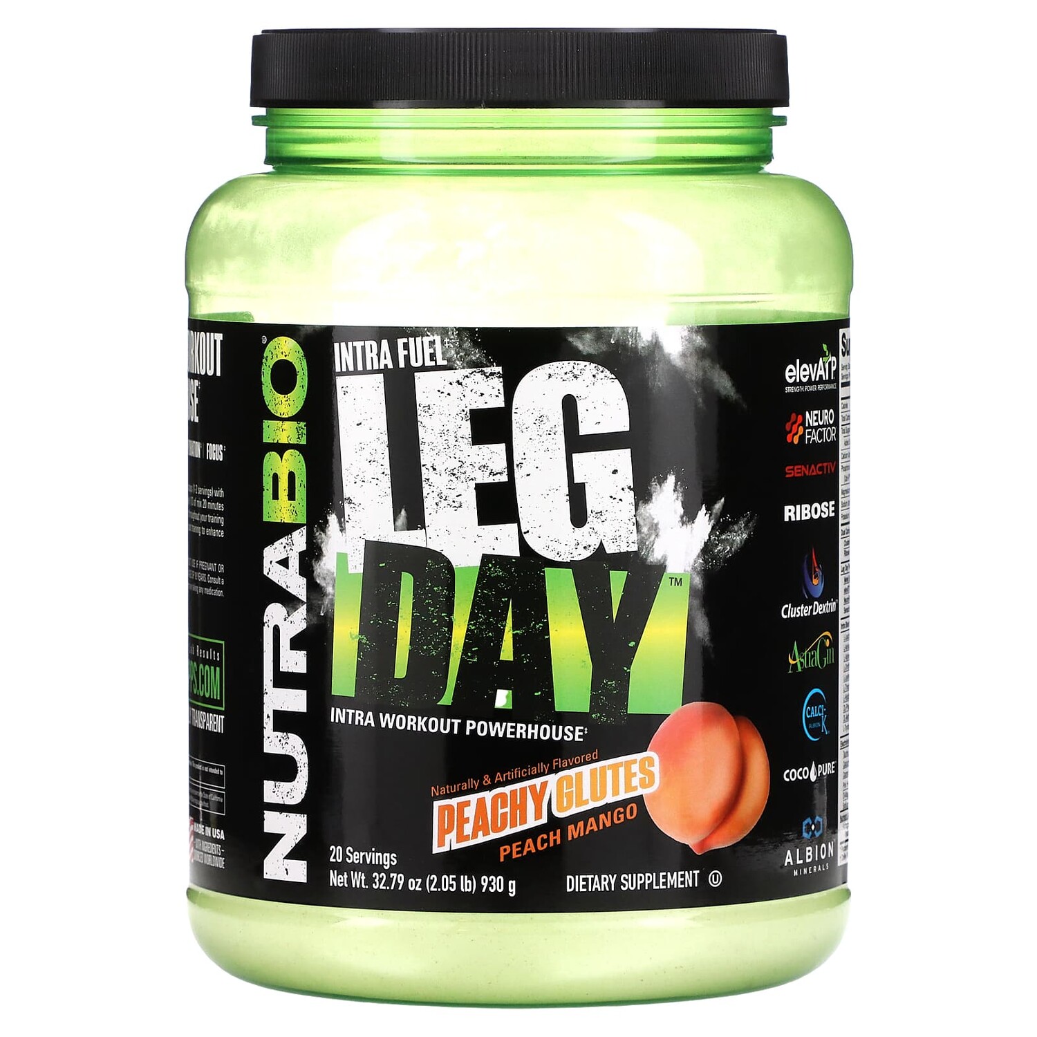 

Intra Fuel, Leg Day, для интра-тренировки, персиковые ягодицы, персик и манго, 930 г (2,05 фунта), NutraBio