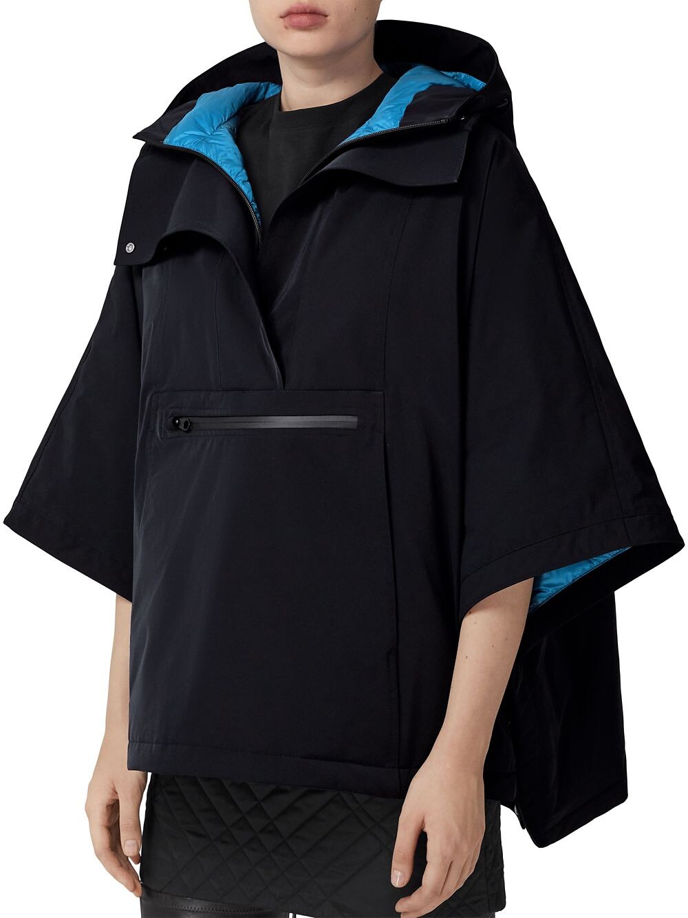 

Пончо свободного кроя с капюшоном Caldbergh Burberry, синий