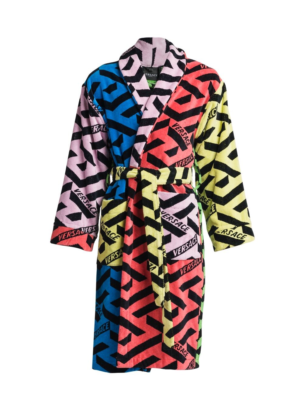 

Хлопковый халат с логотипом Versace, разноцветный