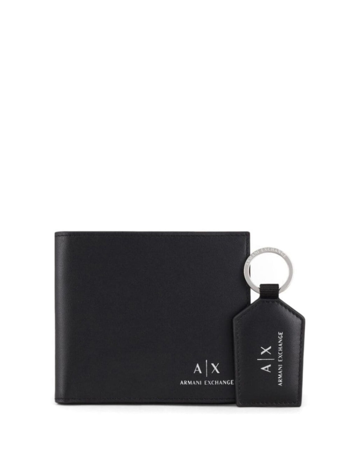 

Armani Exchange logo-stamp wallet & keyring set, черный
