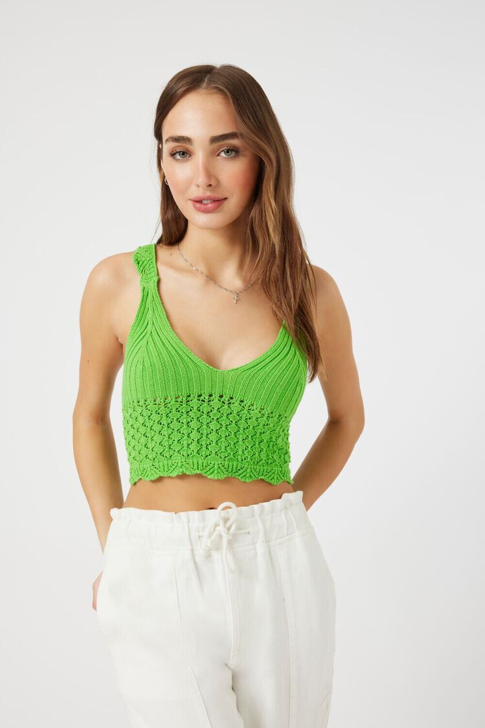 

Укороченный топ со шнуровкой крючком Forever 21, зеленый