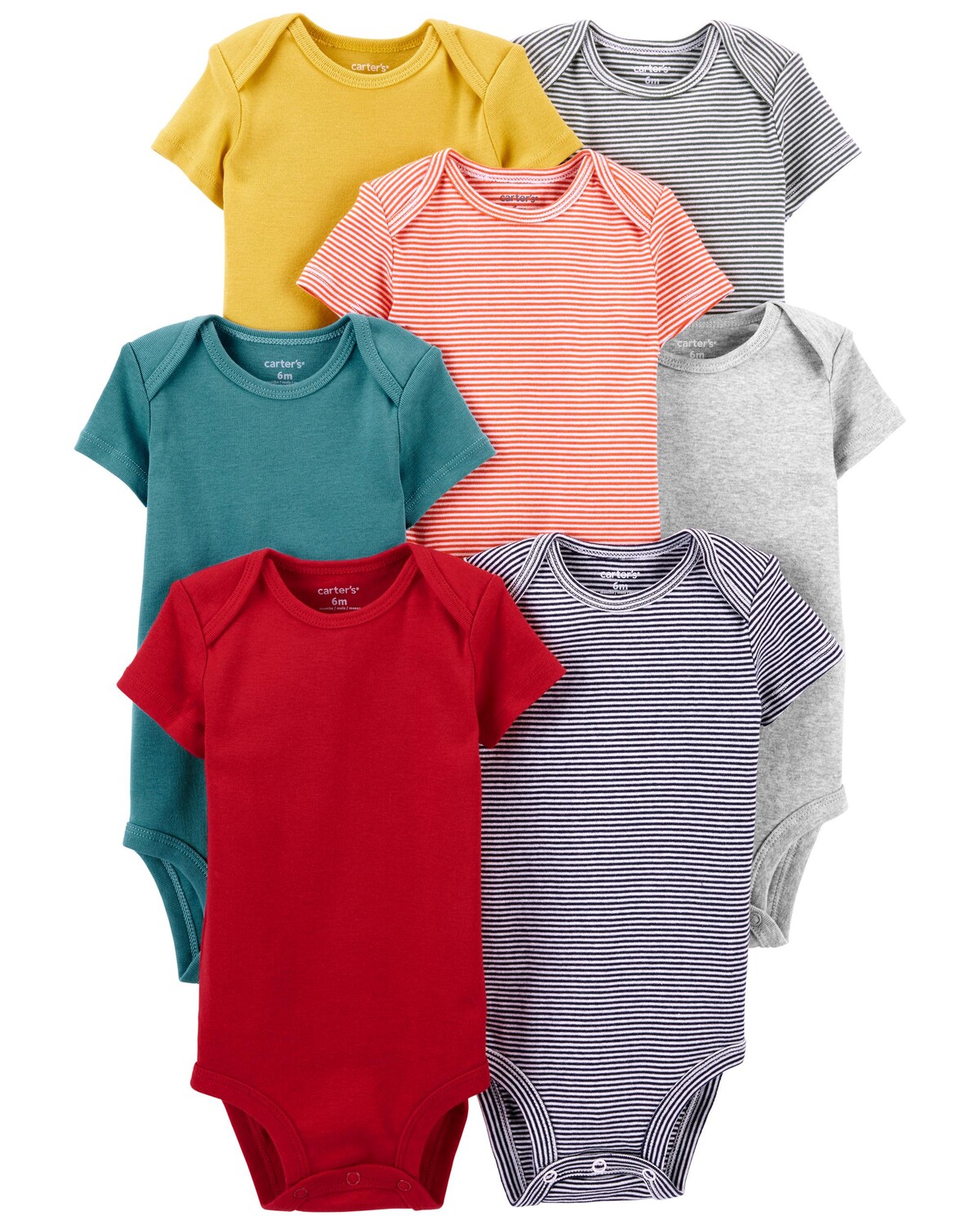 

Комплект из 7 комплектов детских боди с короткими рукавами Carter's, мультиколор