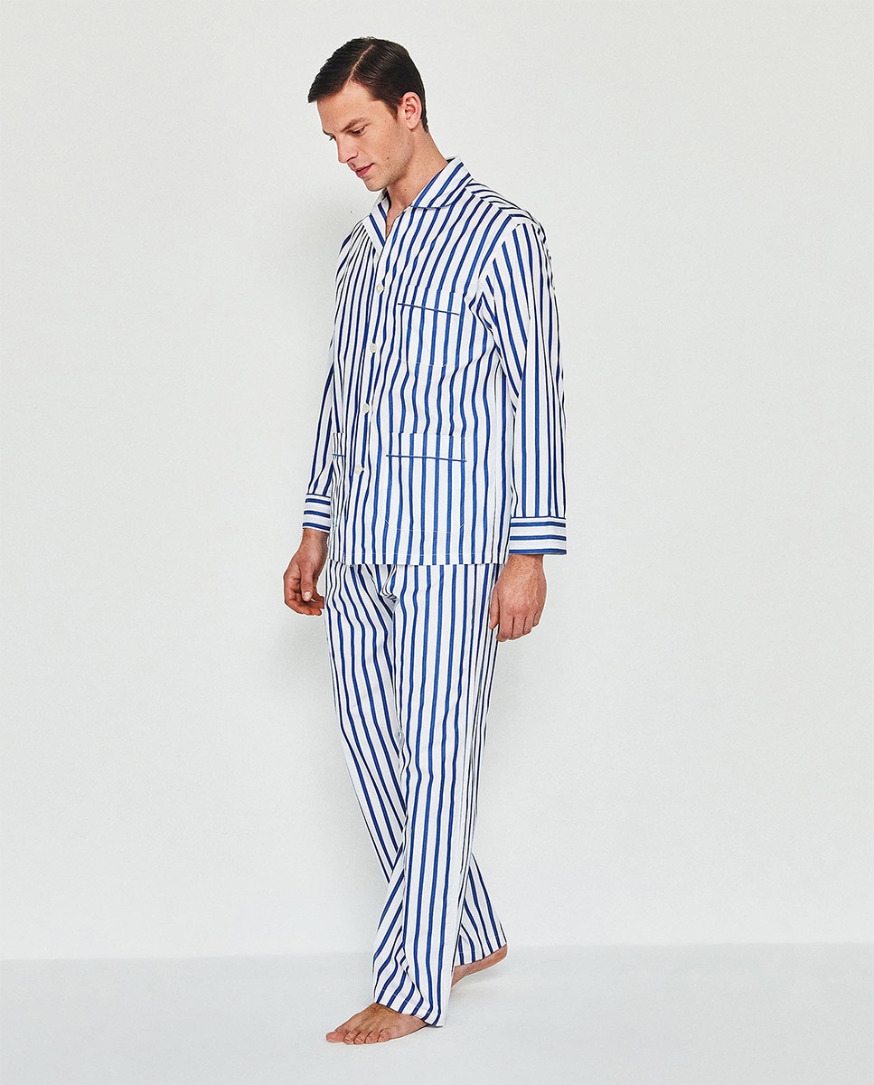 цена Длинная полосатая мужская пижама Mirto, темно-синий