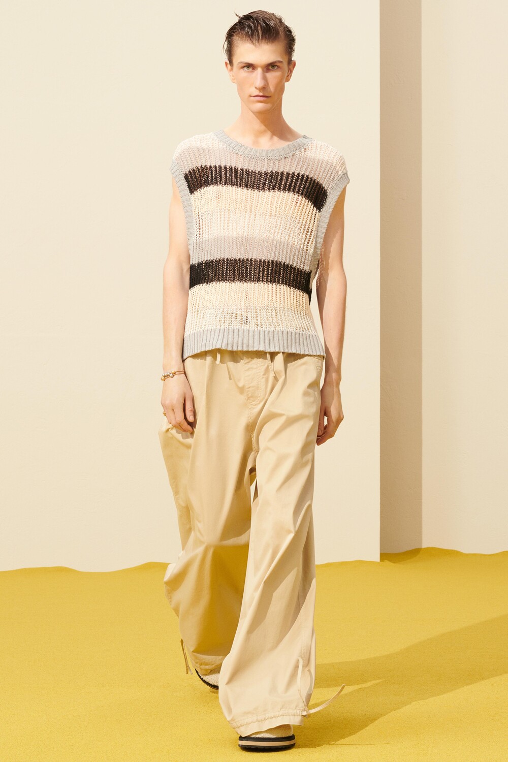 

Широкие брюки из эластичной хлопковой ткани ZARA, мид/экру