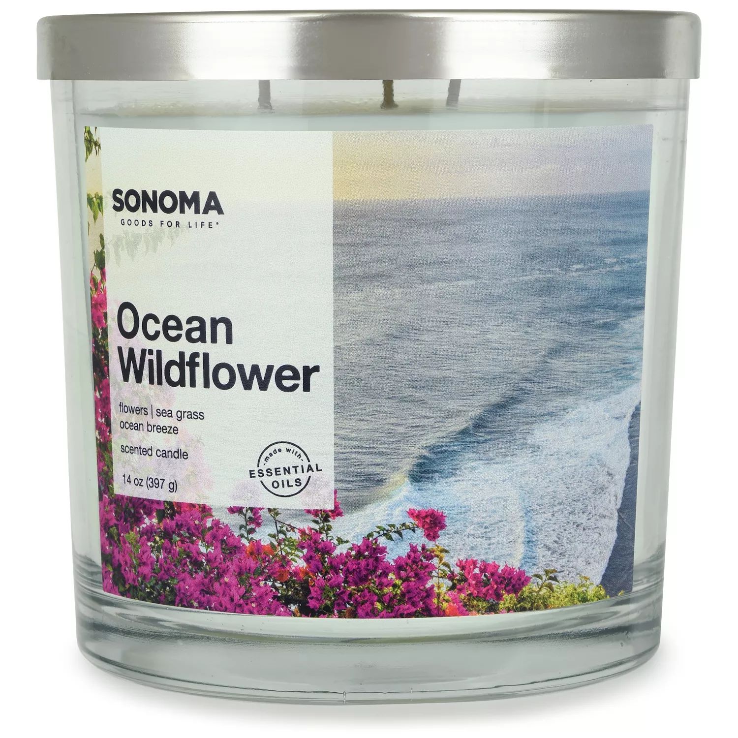 Sonoma Goods For Life, 14 унций. Свеча Ocean Wild Flowers