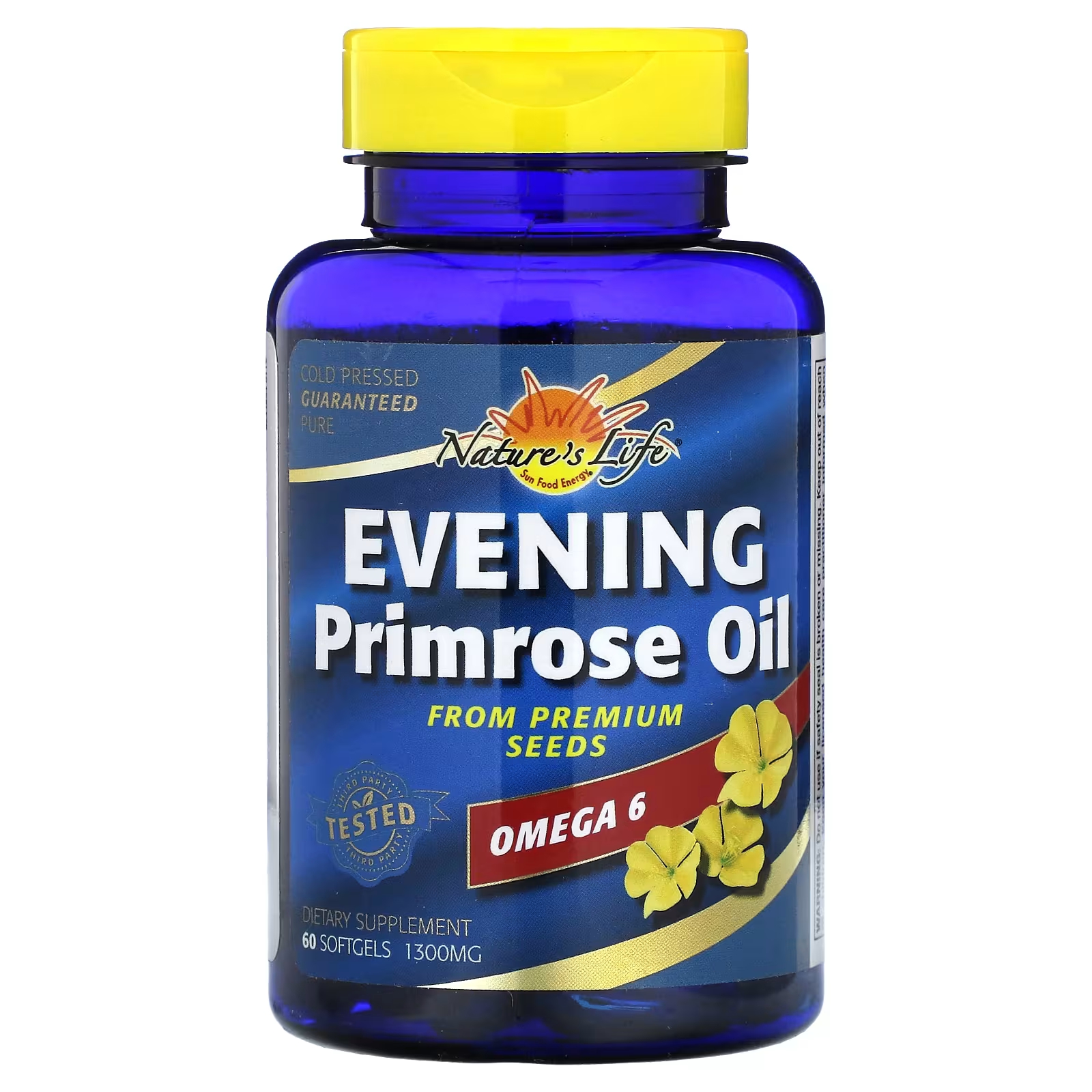 Масло вечерней примулы Nature's Life 1300 мг, 60 мягких таблеток масло примулы вечерней now foods super primrose 1300 мг 120 таблеток