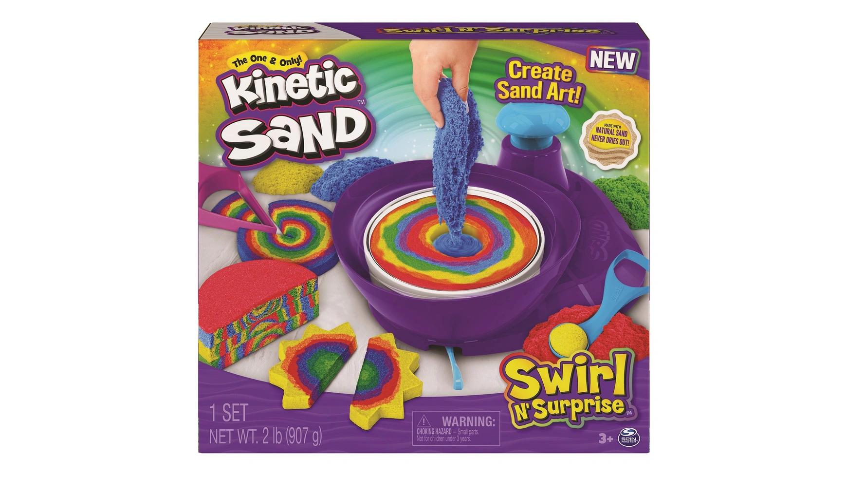 Spin Master Набор кинетического песка Swirl 'n Surprise набор для шлифовки kinetic sand ultimate состоящий из 907 г кинетического песка и 10 инструментов spin master