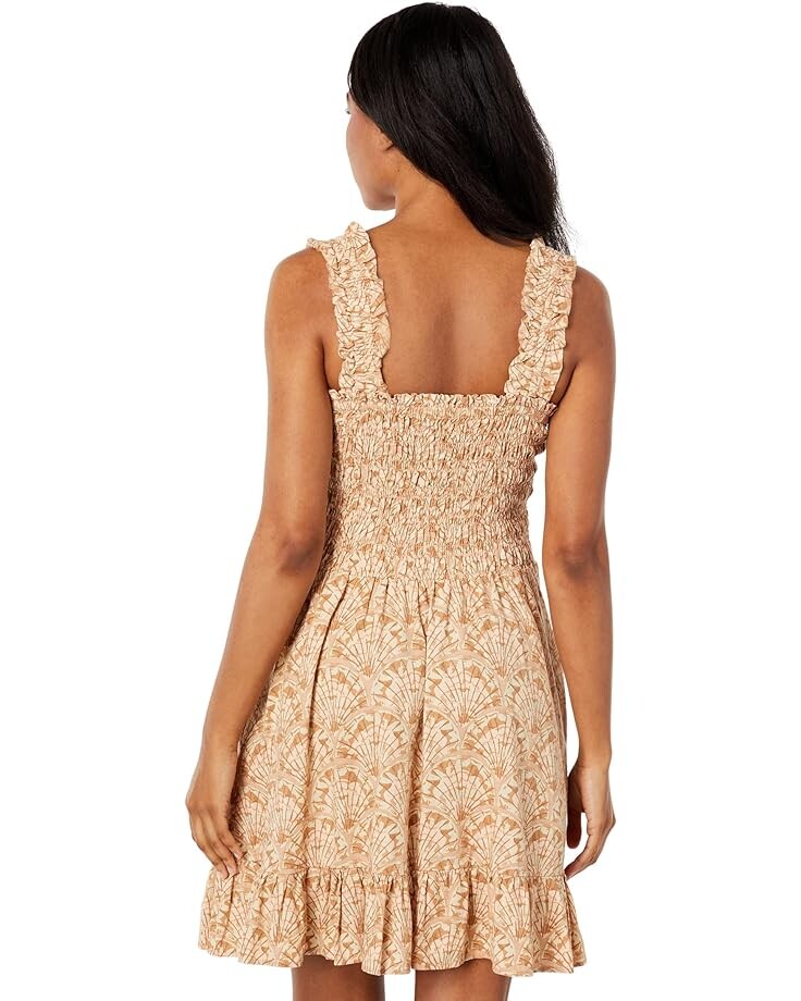 

Платье Madewell Linen-Blend Lucie Smocked Tank Mini Dress in Painted Seashells, цвет Tawny Sand