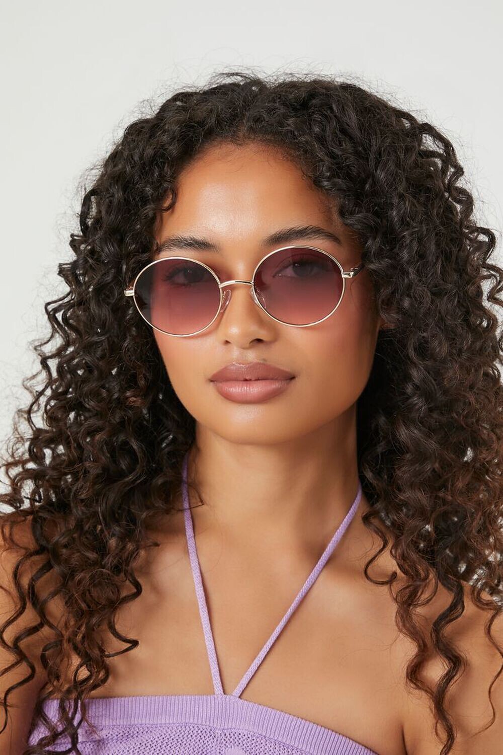 

Солнцезащитные очки в круглой оправе Forever 21, золотой
