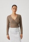 

Топ с длинными рукавами ONLEMMA WRAP Only Petite, коричневый