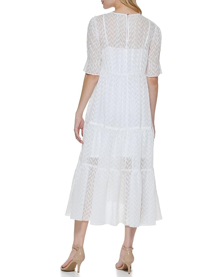 

Платье Tommy Hilfiger Short Sleeve Abstract Zigzag Chiffon Maxi Dress, слоновая кость, Бежевый