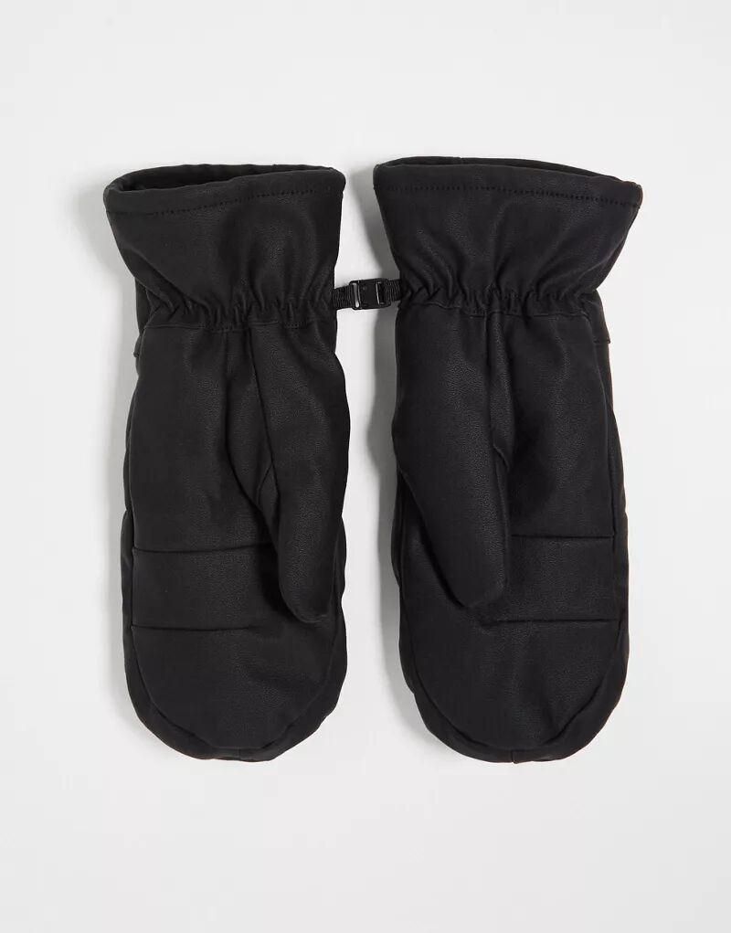 Черные лыжные перчатки из искусственной кожи ASOS