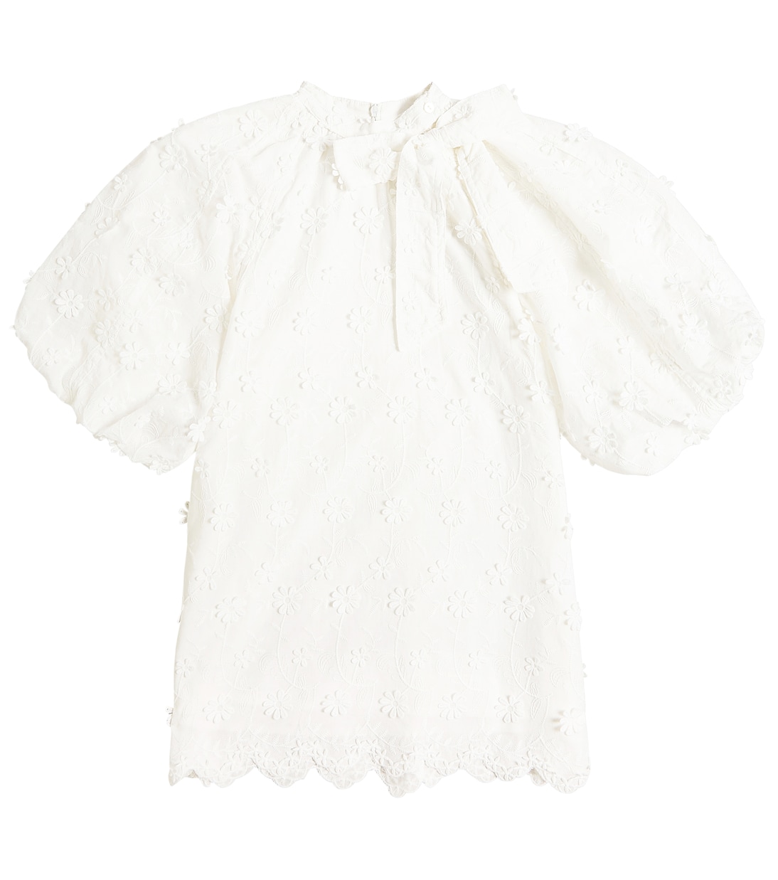 Хлопковое платье с завязками на воротнике Petite Amalie, белый