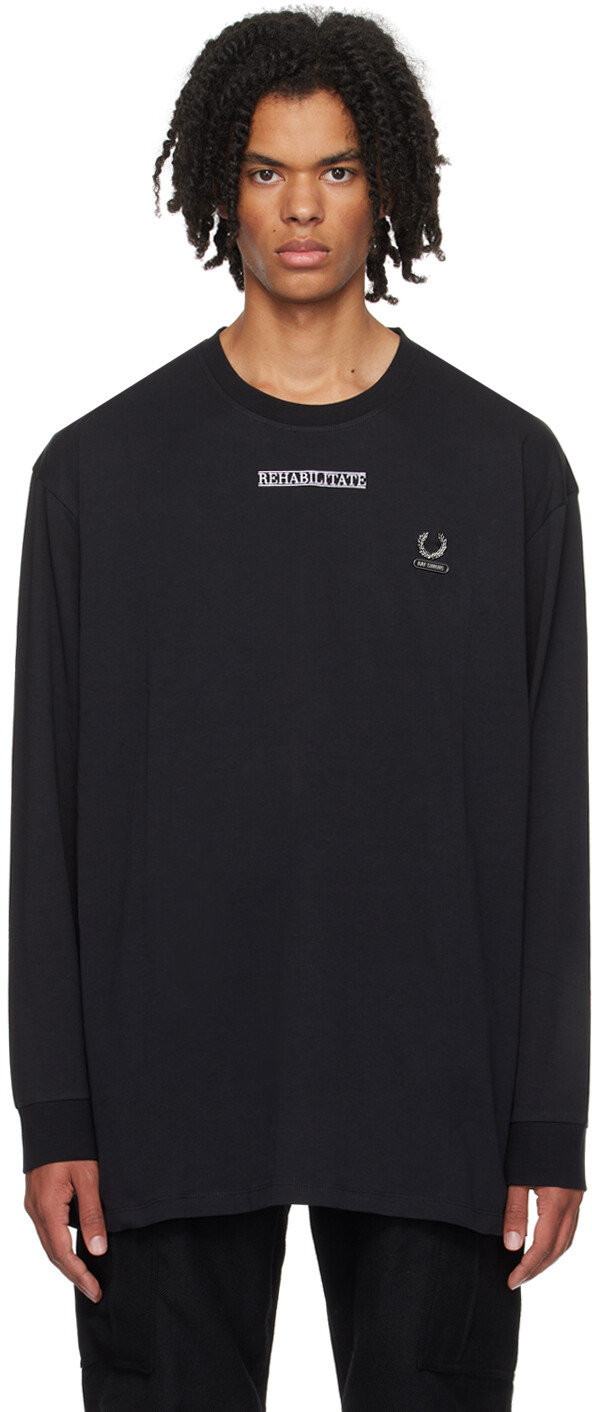 

Черная футболка с длинным рукавом Fred Perry Edition Raf Simons, Черный