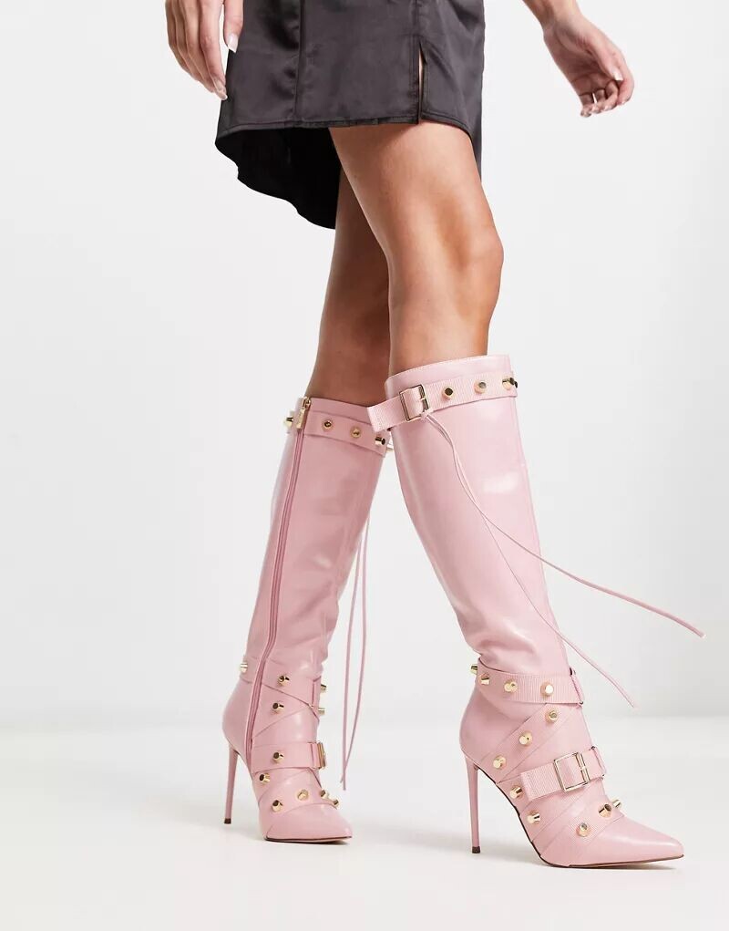 

Розовые ботильоны на каблуке с заклепками Steve Madden Finkle